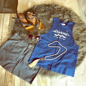 Spiritual gangster ‘dreamer’ blue rocker tank, sm